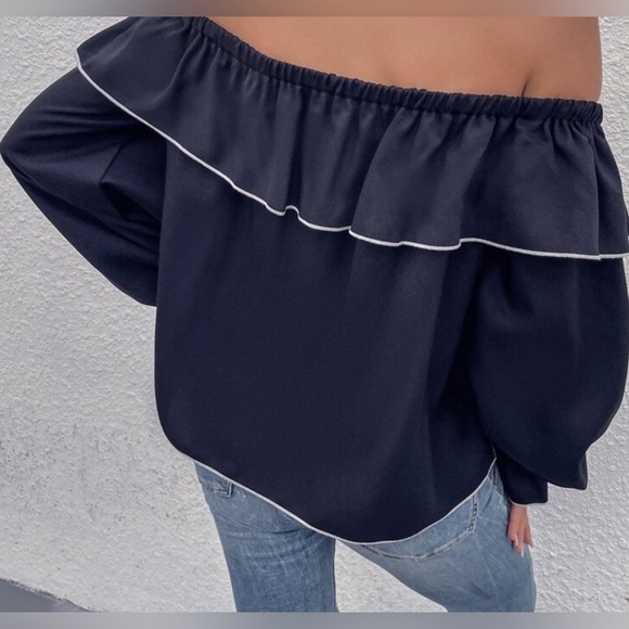 Zara Black Off-Shoulder Ruffle Top - Picture 2 of 3